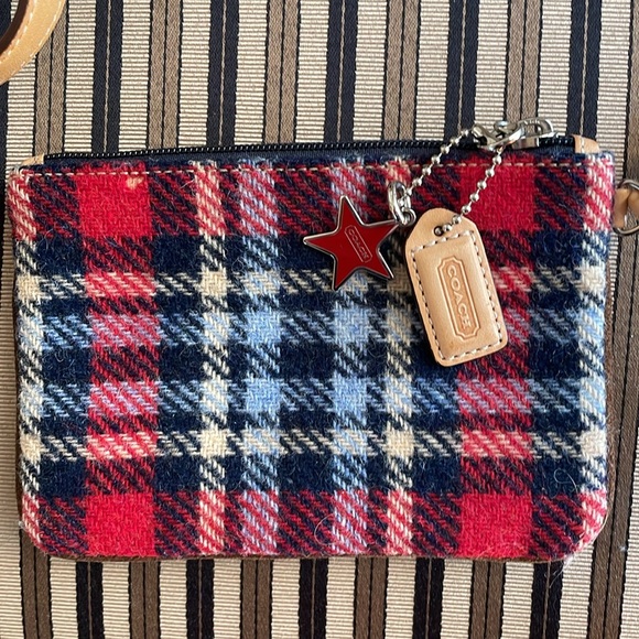Vintage Coach Hamptons Tartan Wool Plaid & Suede carryall 9521 W/ COIN PURSE - Picture 13 of 15